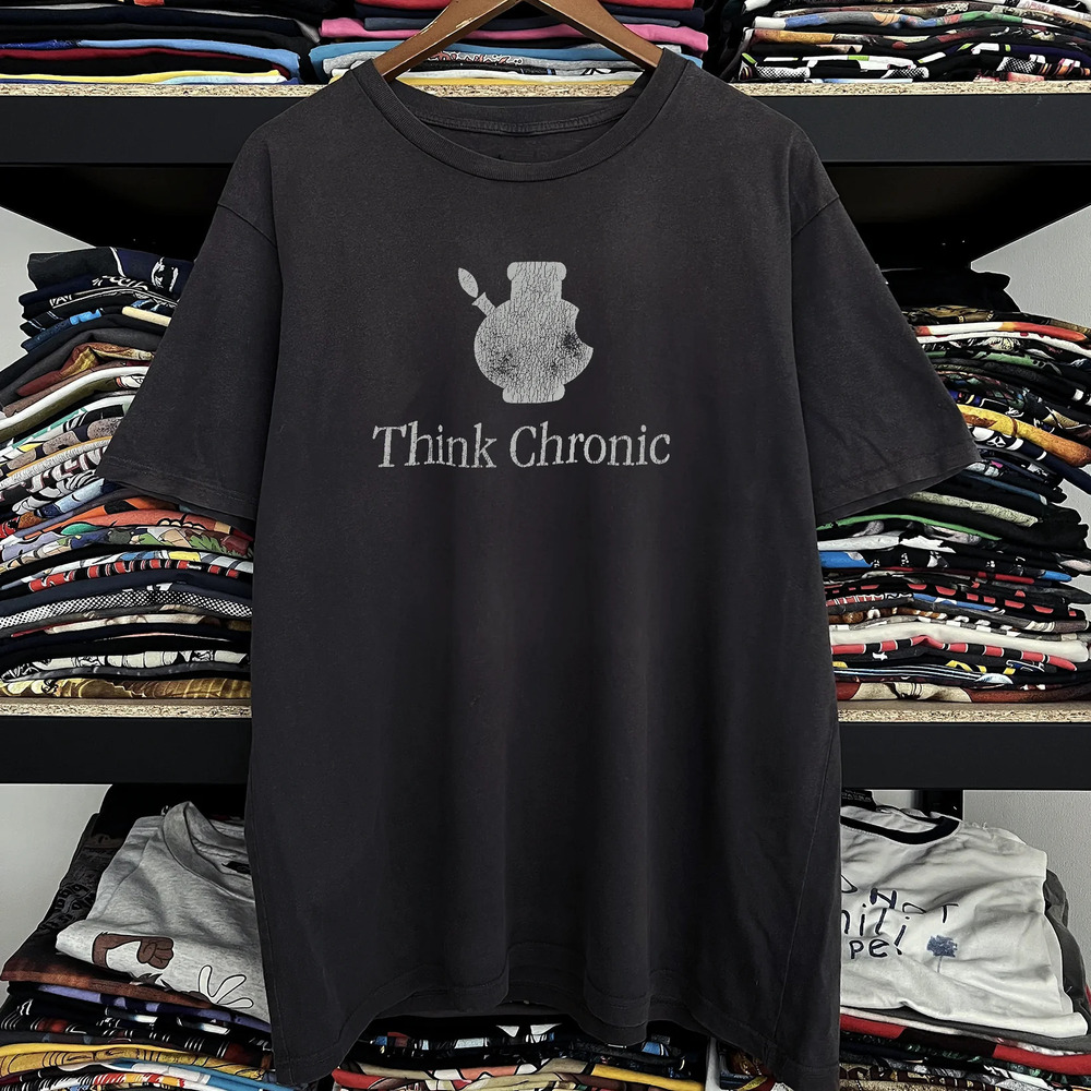 Rare Think Chronic Apple Parody , Black Tee
